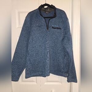 Eddie Bauer Men's Heathered Blue Quarter Zip Sweater Fleece